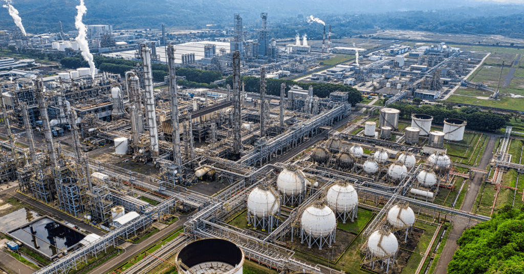 Aerial view of large industrial plant